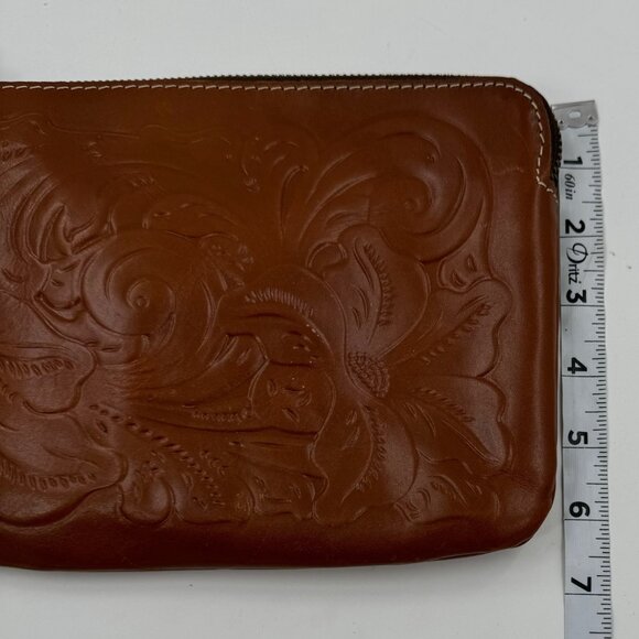 Patrica Nash CassinEmbossed Leather Wristlet Clutch Bag With Zipper & Wrist Stra - Picture 14 of 15